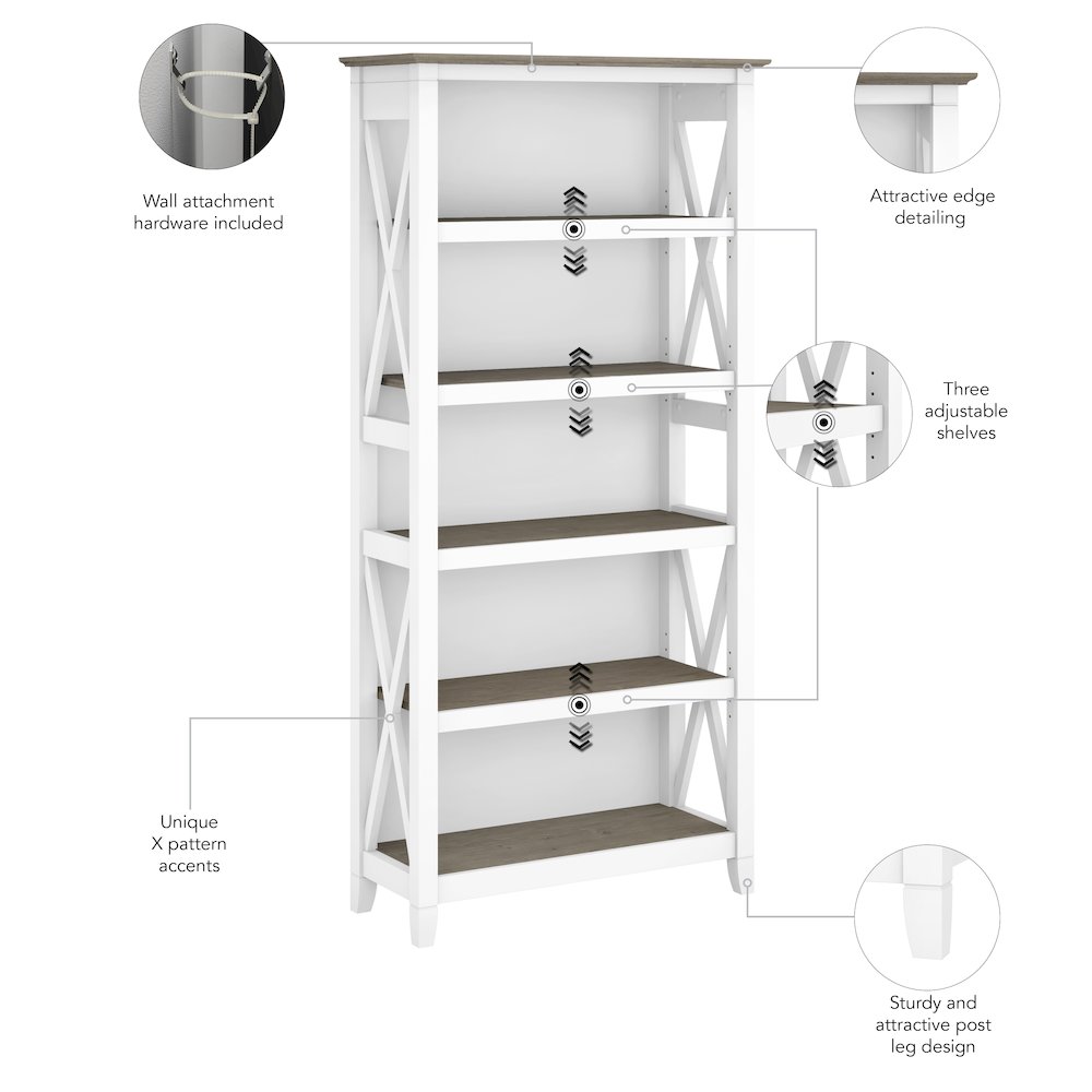 Key West Tall 5 Shelf Bookcase. Picture 6