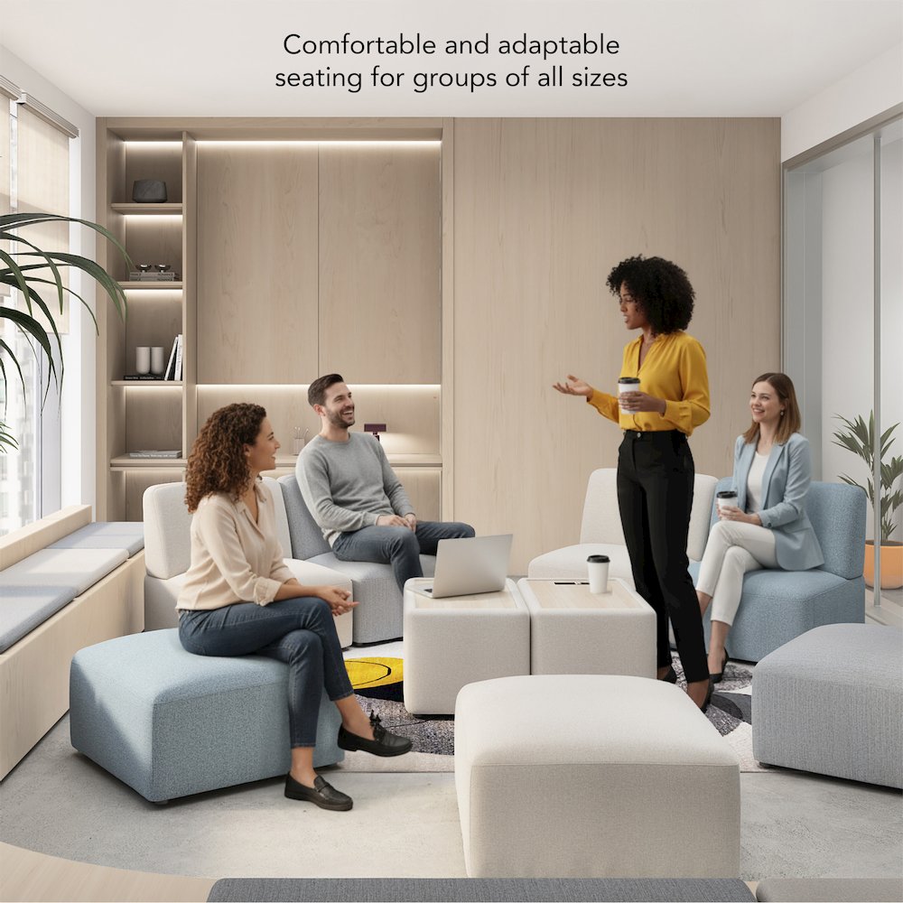 Assemble Modular Lounge Ottoman in Fog Fabric. Picture 6