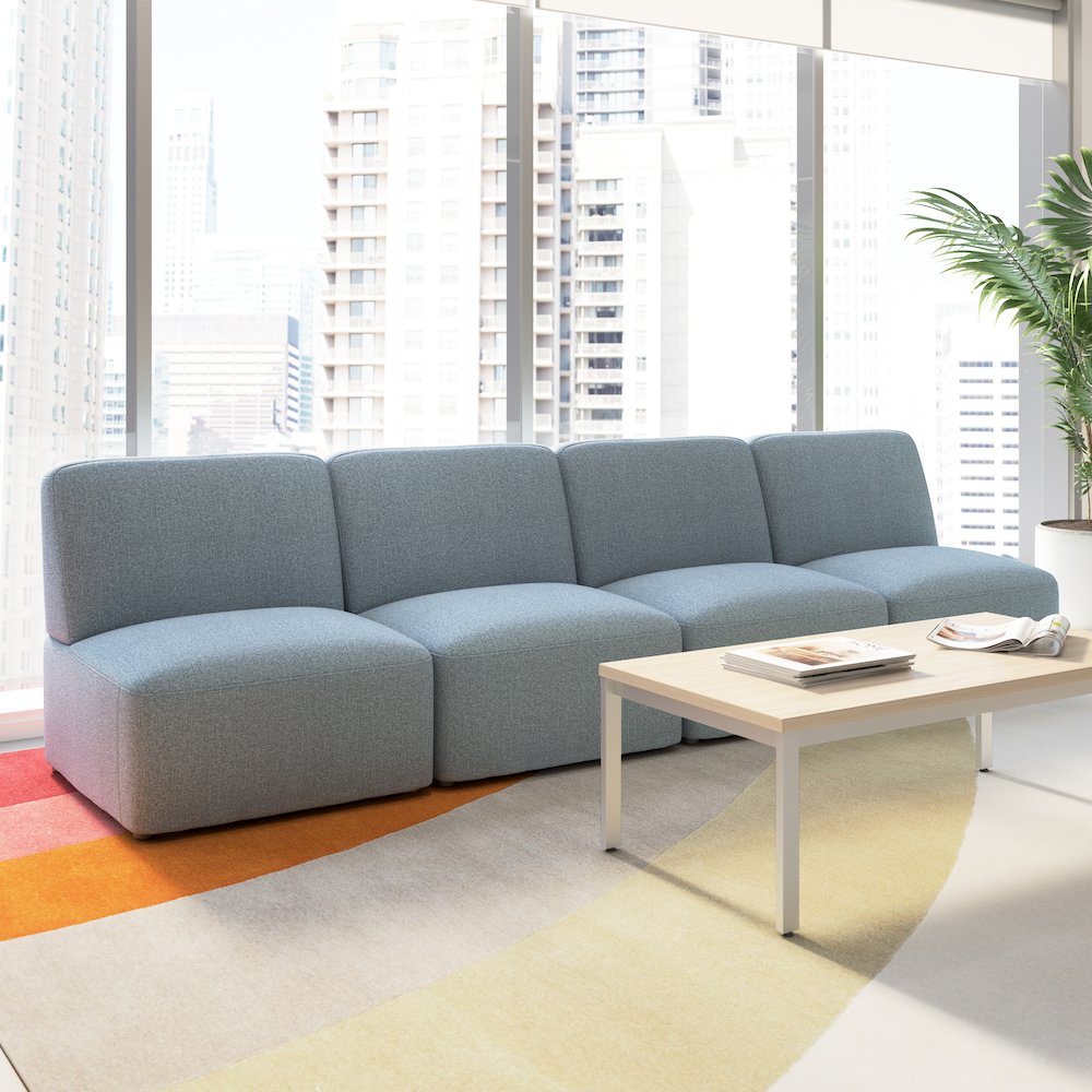 Assemble Modular 4 Seater Sectional Lounge Sofa in Mist Fabric. Picture 2