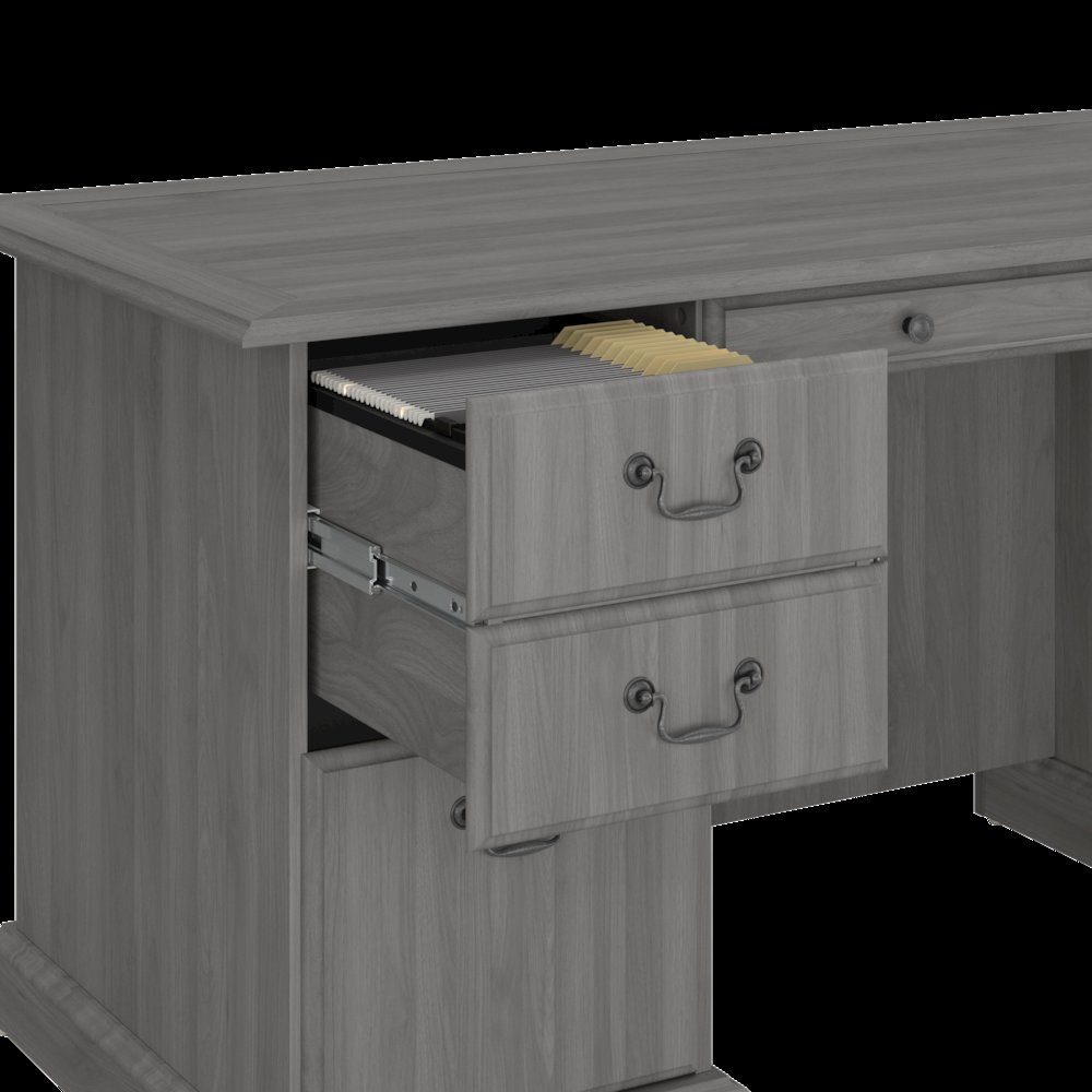 Saratoga Executive Desk with File Cabinet and Bookcase Set. Picture 3