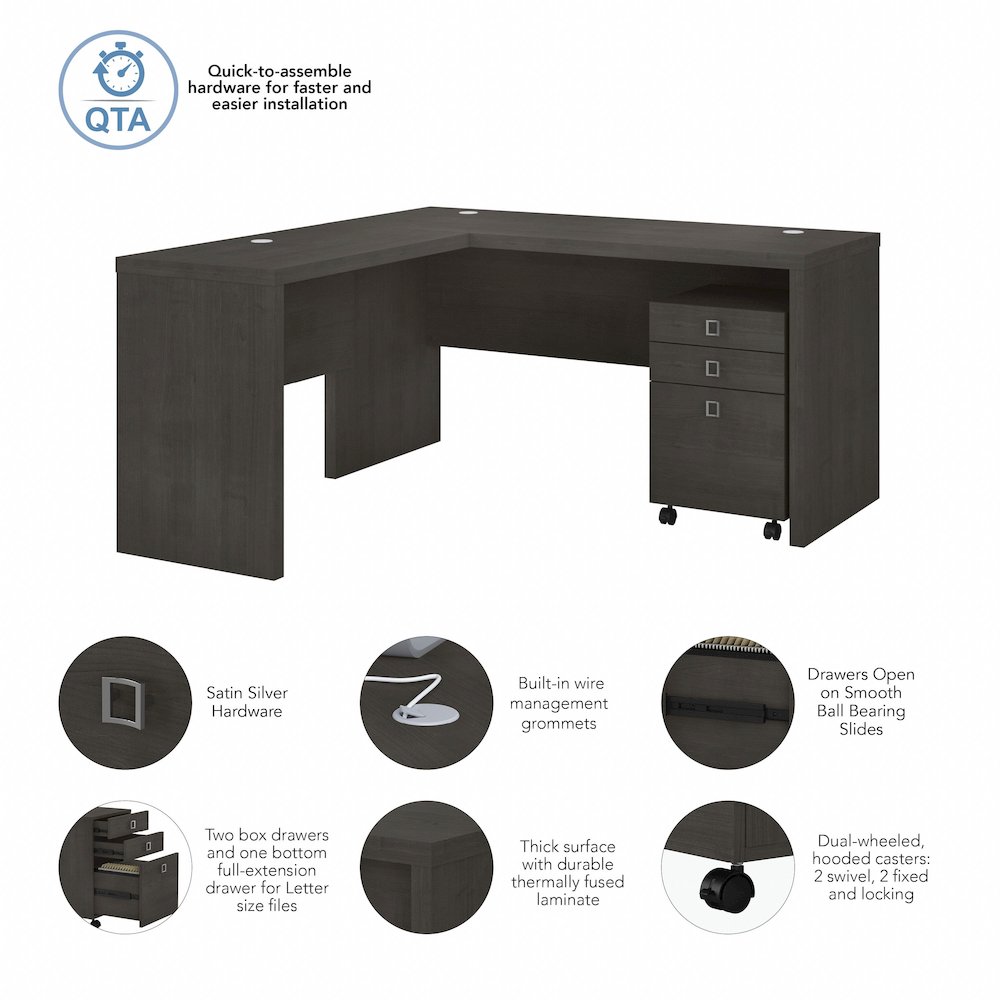 Echo L Shaped Desk with Mobile File Cabinet. Picture 9