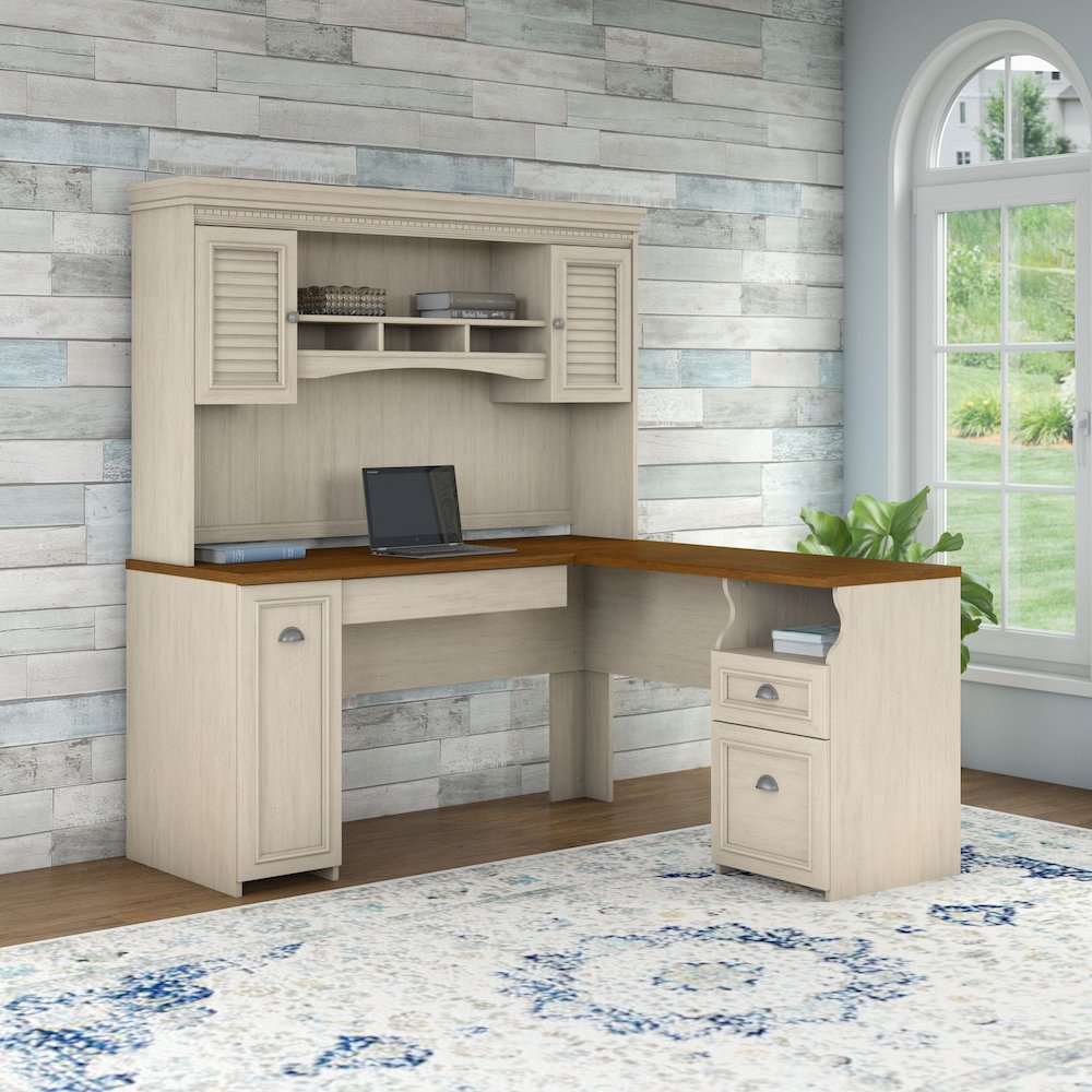 Fairview L Shaped Desk with Hutch. Picture 2