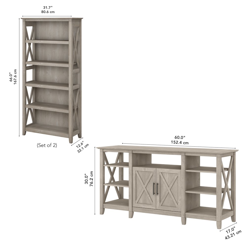 Key West Tall TV Stand with Set of 2 Bookcases. Picture 9