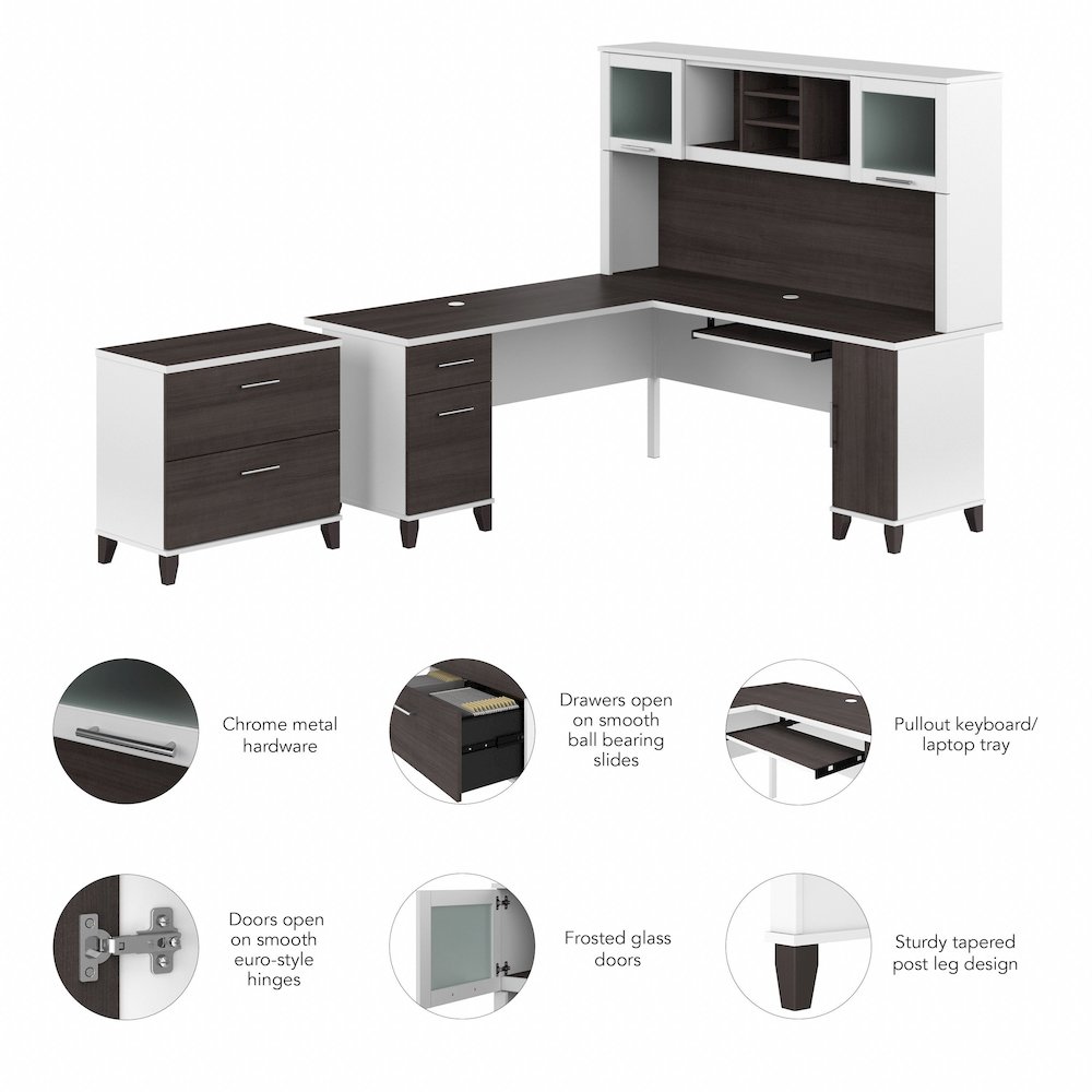 Somerset 72W L Shaped Desk with Hutch and Lateral File Cabinet. Picture 8