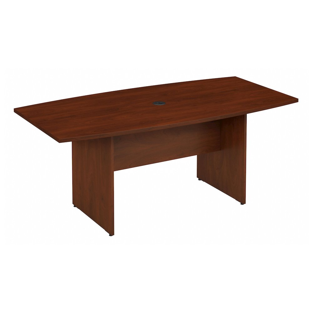 72W x 36D Boat Shaped Conference Table with Wood Base. Picture 1