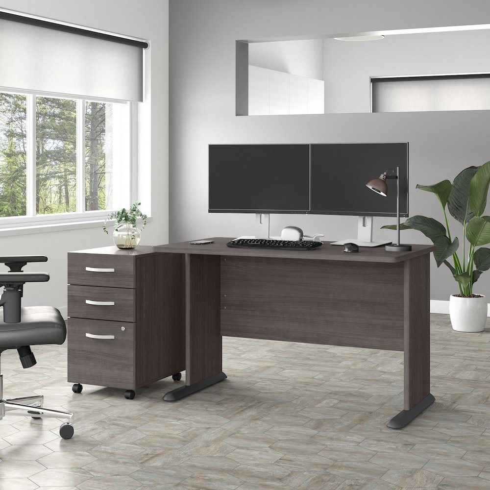 Studio A 48W Computer Desk with 3 Drawer Mobile File Cabinet. Picture 2