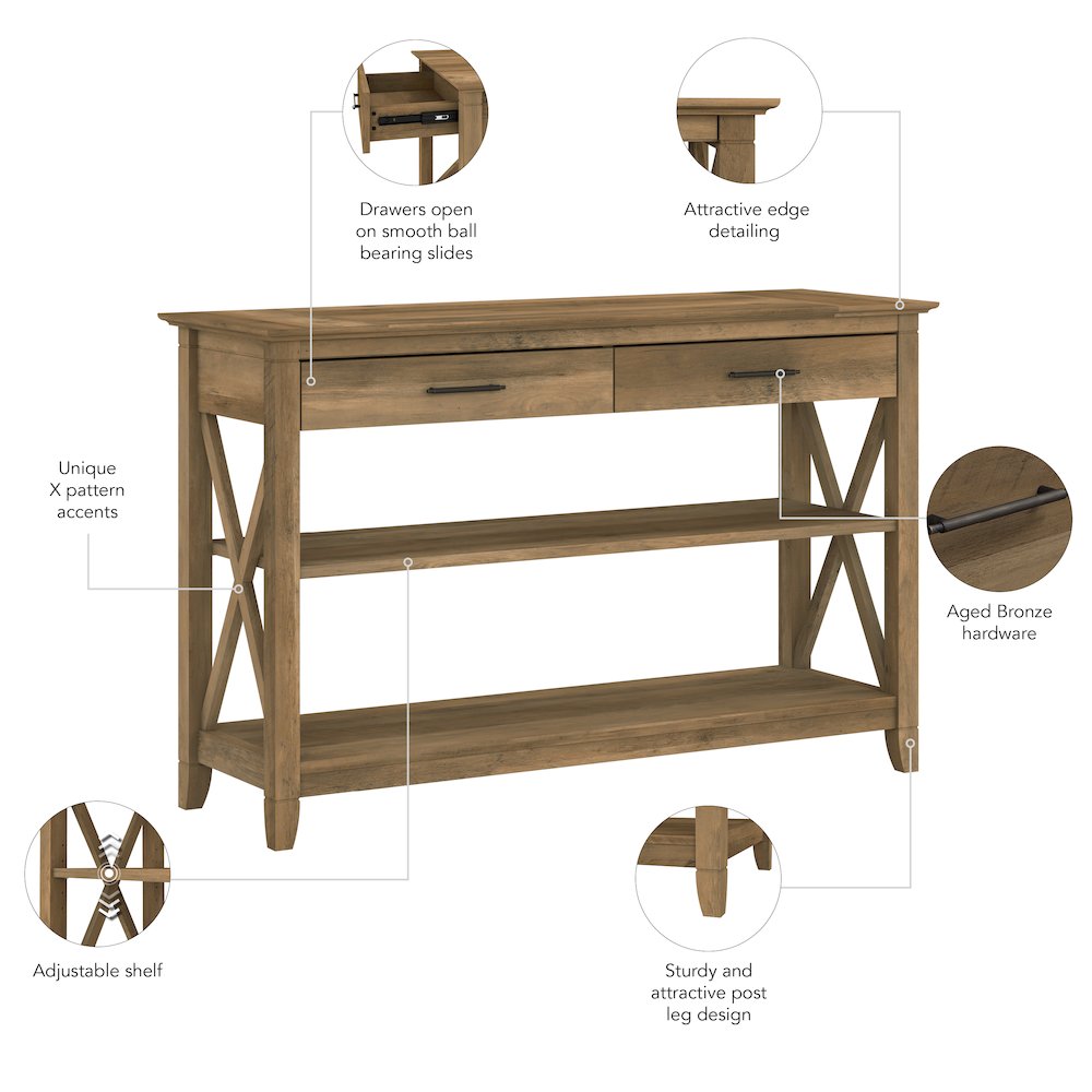 Key West Console Table with Drawers and Shelves. Picture 8