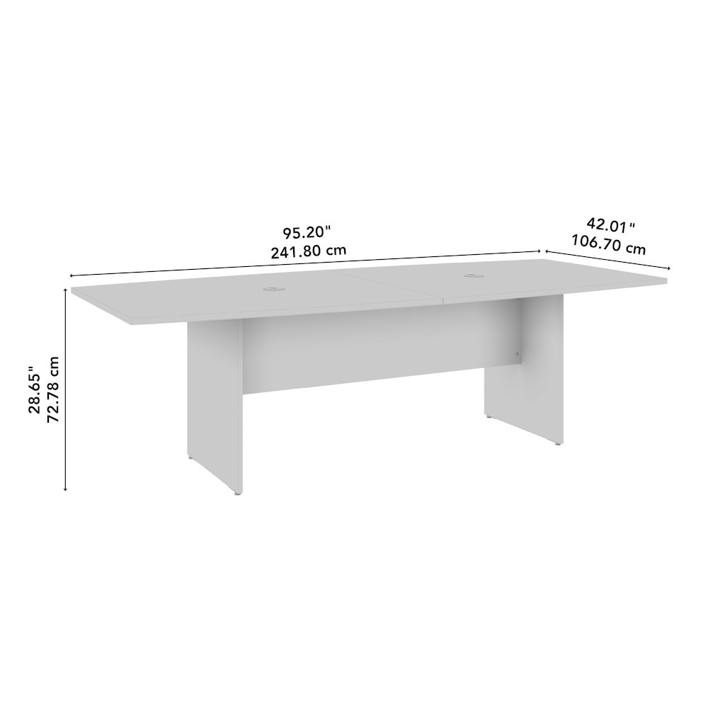 96W x 42D Boat Shaped Conference Table with Wood Base. Picture 7