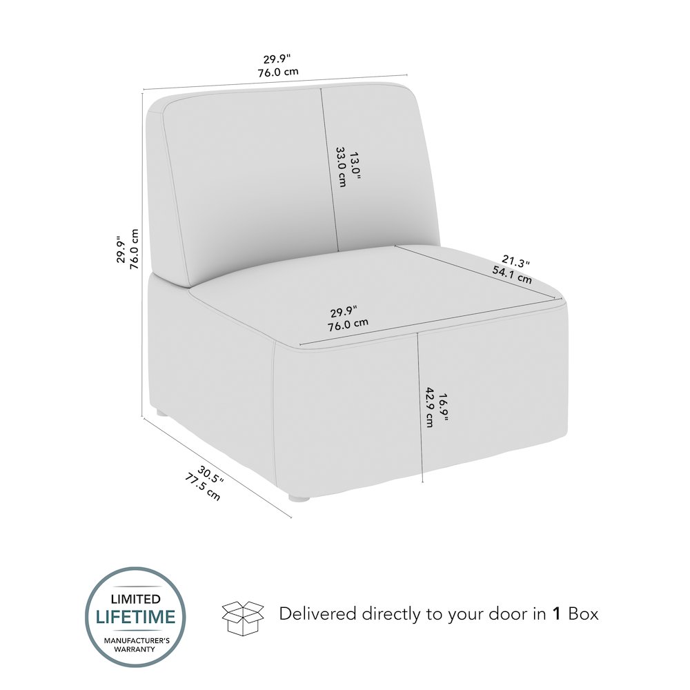 Assemble Modular Armless Lounge Chair in Oat Fabric. Picture 8