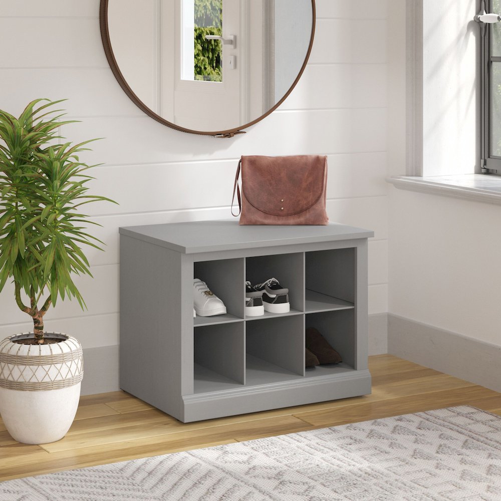 Woodland 24W Small Shoe Bench with Shelves. Picture 2