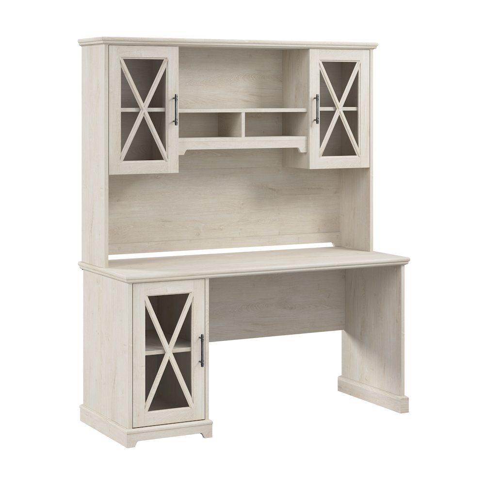 Lennox 60W Farmhouse Desk with Hutch and Storage Cabinet. Picture 1