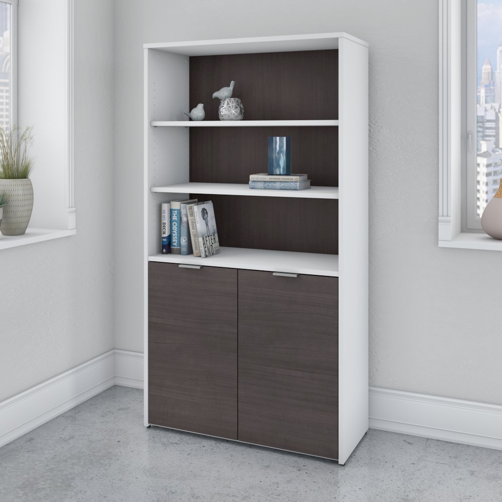 Jamestown 5 Shelf Bookcase with Doors. Picture 2