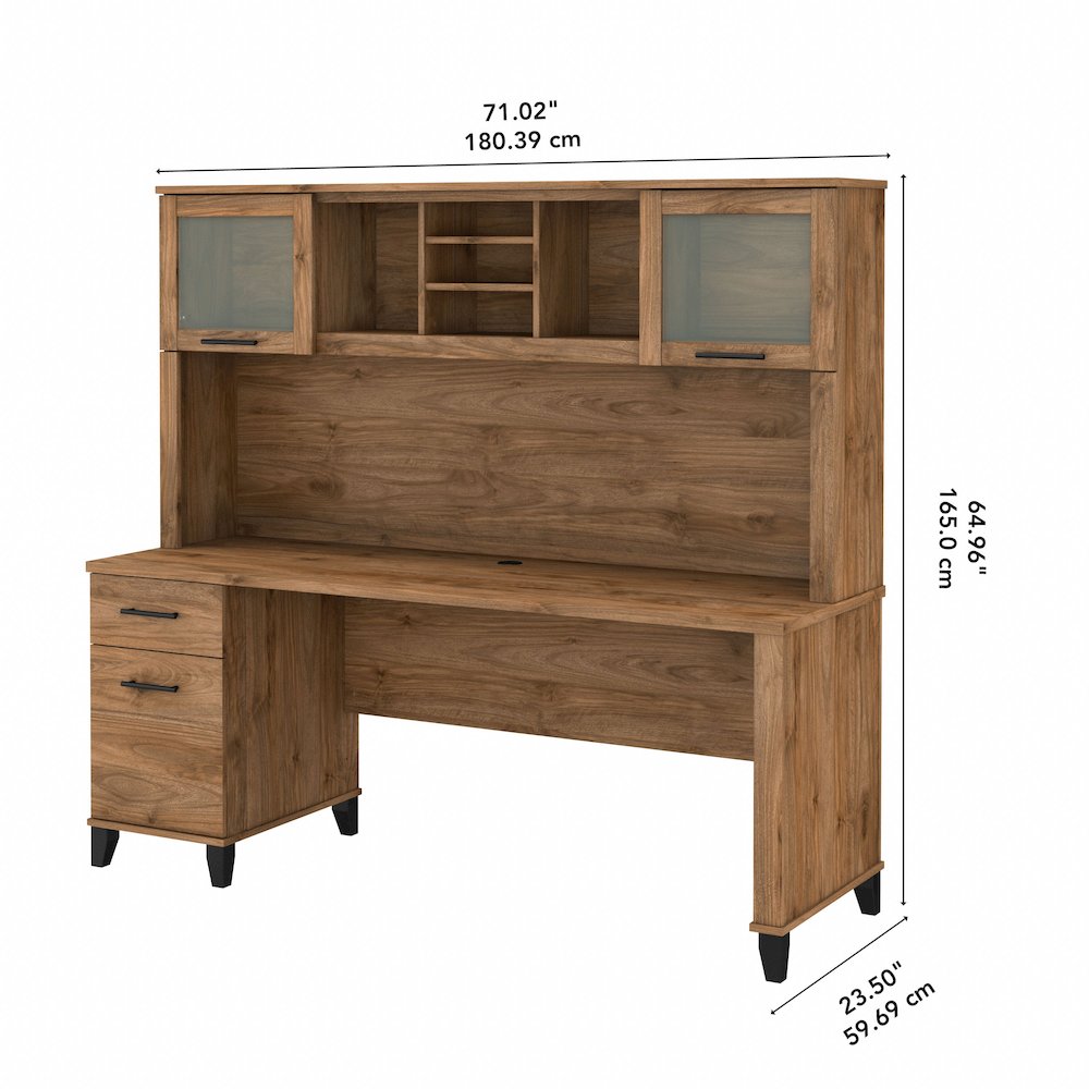 Somerset 72W Office Desk with Drawers and Hutch. Picture 11