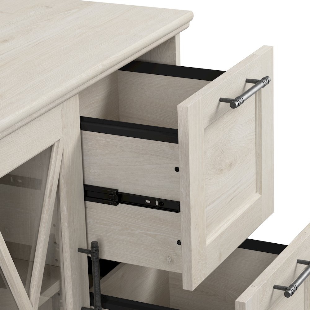 Lennox Farmhouse 2 Drawer Lateral File Cabinet with Shelves. Picture 5