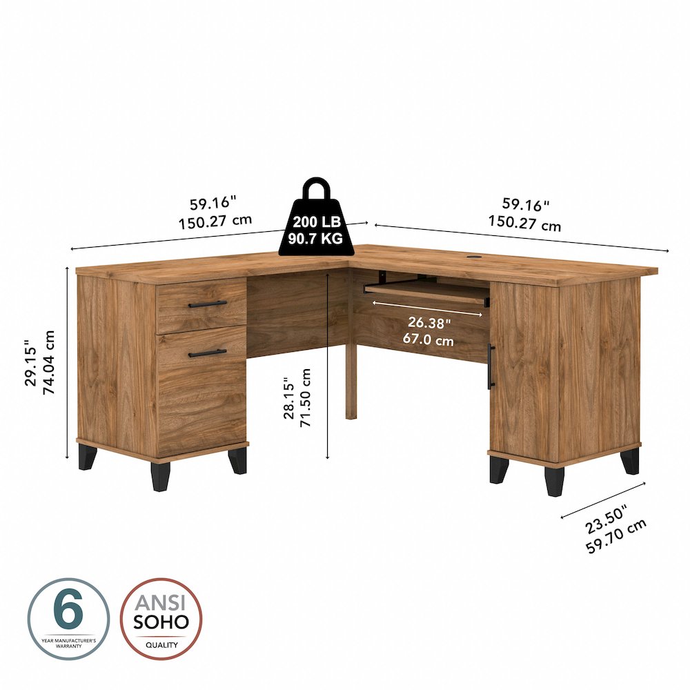 Somerset 60W L Shaped Desk with Storage. Picture 10