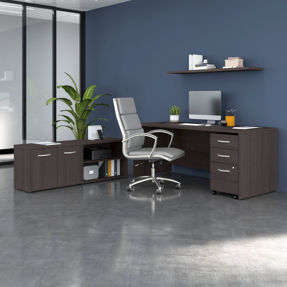 Studio C 72W x 30D Office Desk with Storage Return and Mobile File Cabinet. Picture 2