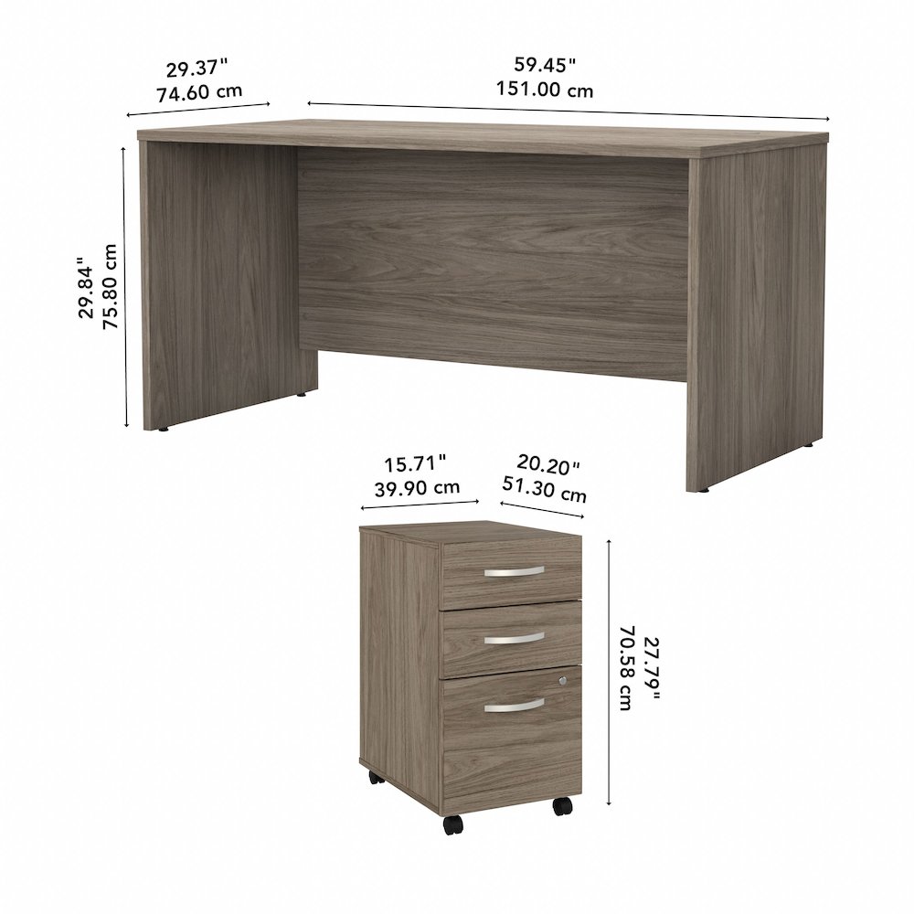 Studio C 60W x 30D Office Desk with Mobile File Cabinet. Picture 10