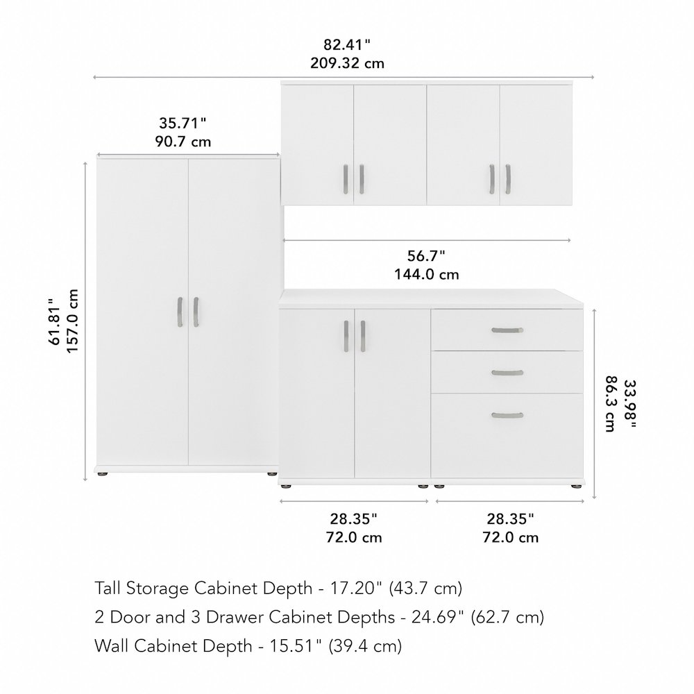 Universal 5 Piece Modular Garage Storage Set with Floor and Wall Cabinets. Picture 4