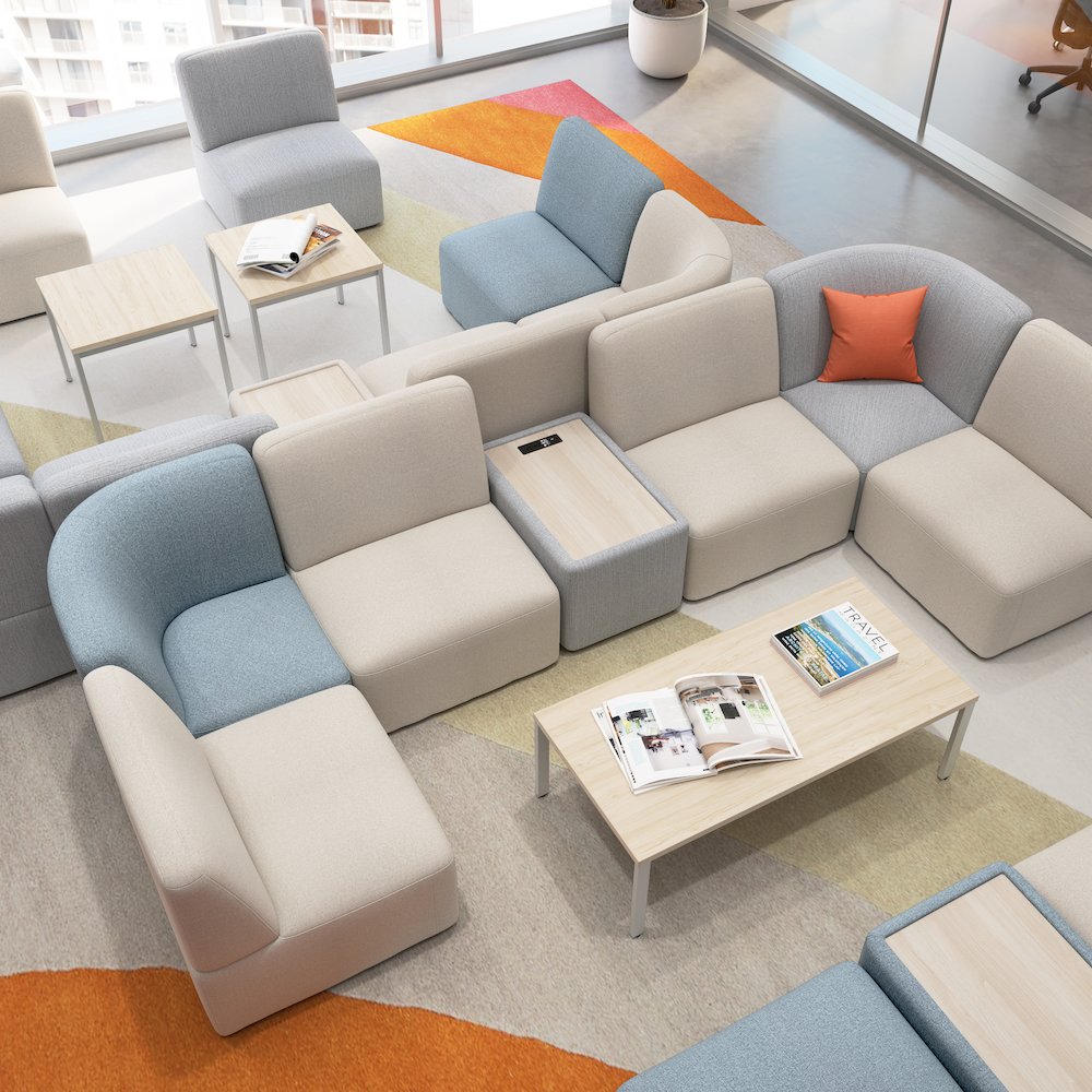 Assemble Modular Armless Lounge Chair in Oat Fabric. Picture 5