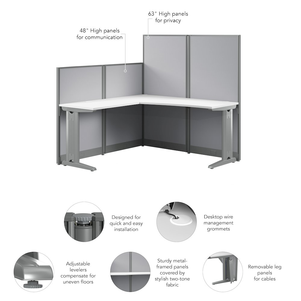 Office in an Hour 65W x 65D L Shaped Cubicle Desk. Picture 9