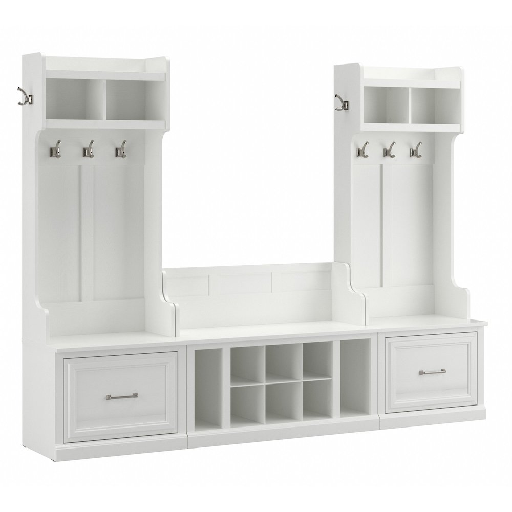 Woodland Entryway Storage Set with Hall Trees and Shoe Bench with Drawers. Picture 1