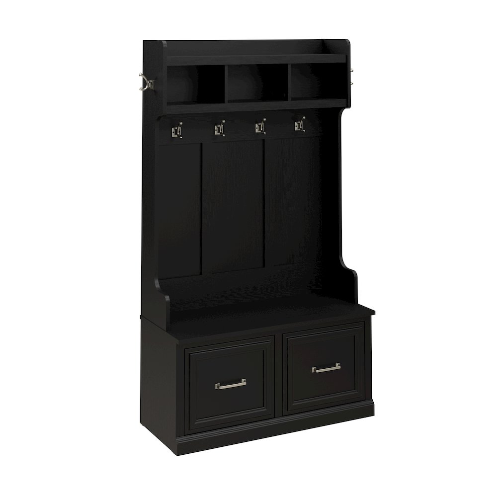 Woodland 40W Hall Tree and Shoe Storage Bench with Doors. Picture 1