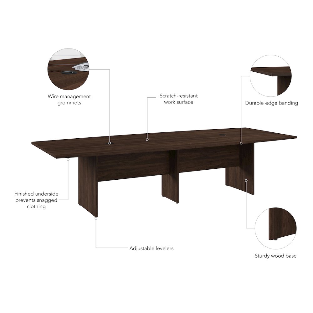 120W x 48D Boat Shaped Conference Table with Wood Base. Picture 6