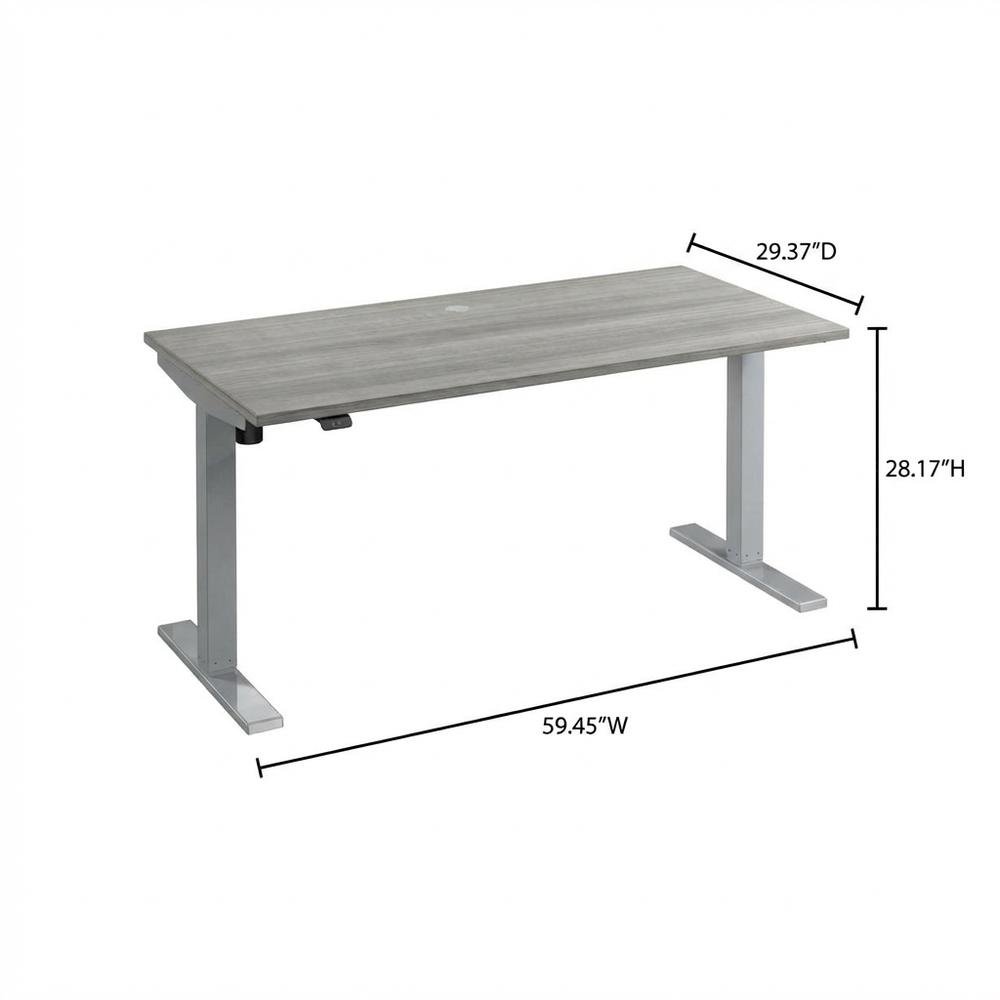 Electric Height-Adjustable Desk With Steel Frame And Silver Finish. Picture 7