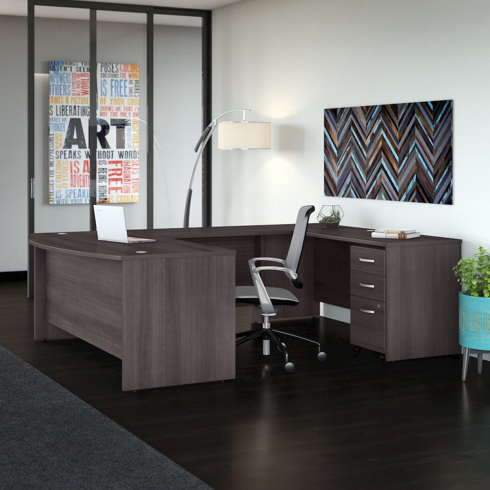 Studio C 72W x 36D U Shaped Desk with Mobile File Cabinet. Picture 2