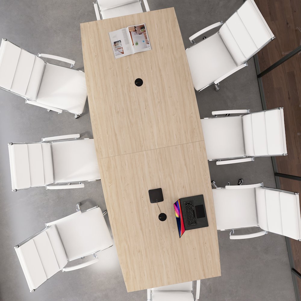 120-inch Office Conference Table with Wood Base in Natural Elm. Picture 3