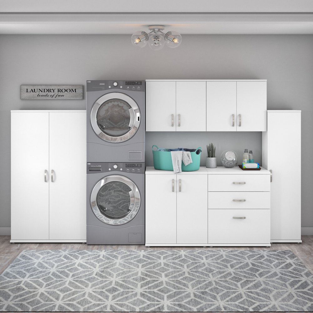 Universal 6 Piece Modular Laundry Room Storage Set with Floor and Wall Cabinets. Picture 2