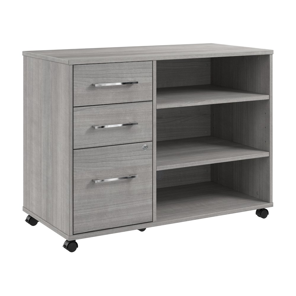 Hustle Rolling Storage Cabinet with Drawers and Shelves in Platinum Gray. Picture 1
