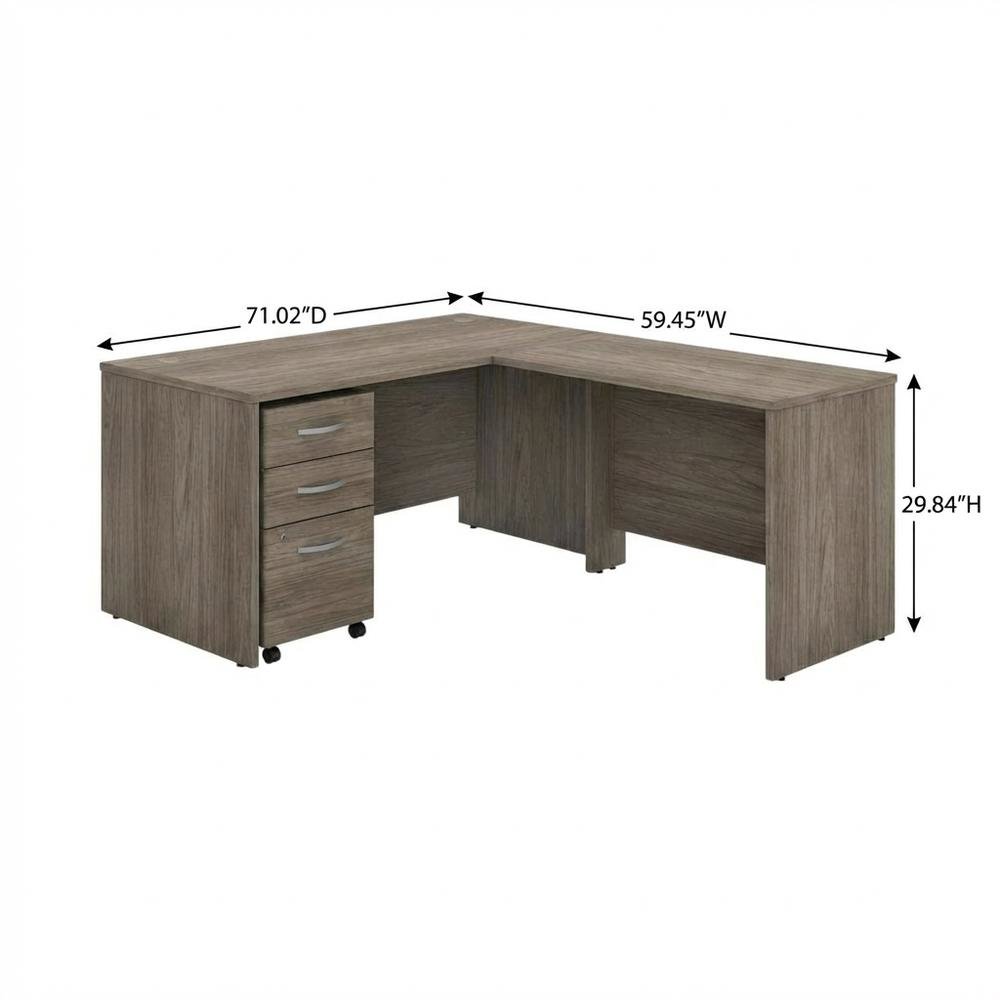 L-Shaped Desk With Mobile File Cabinet And Return In Warm Brown. Picture 7