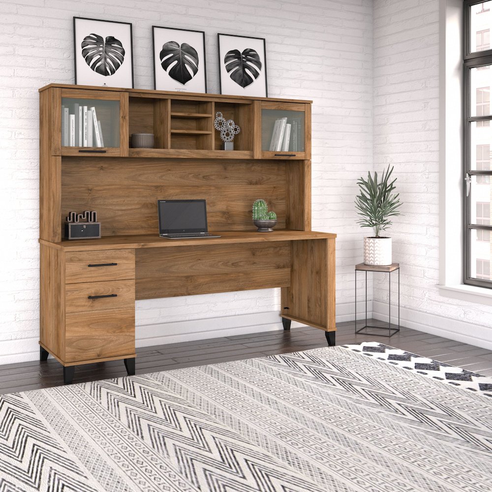 Somerset 72W Office Desk with Drawers and Hutch. Picture 2