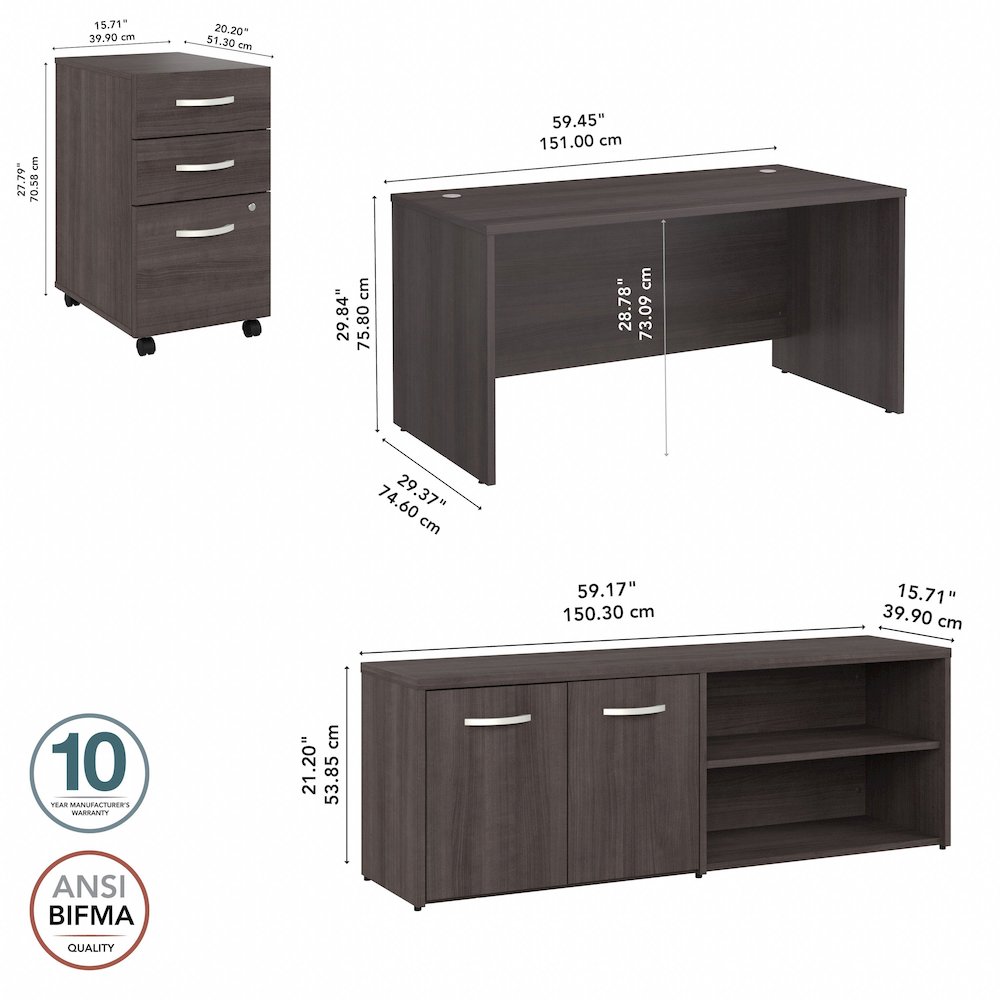 Studio C 60W x 30D Office Desk with Storage Return and Mobile File Cabinet. Picture 10