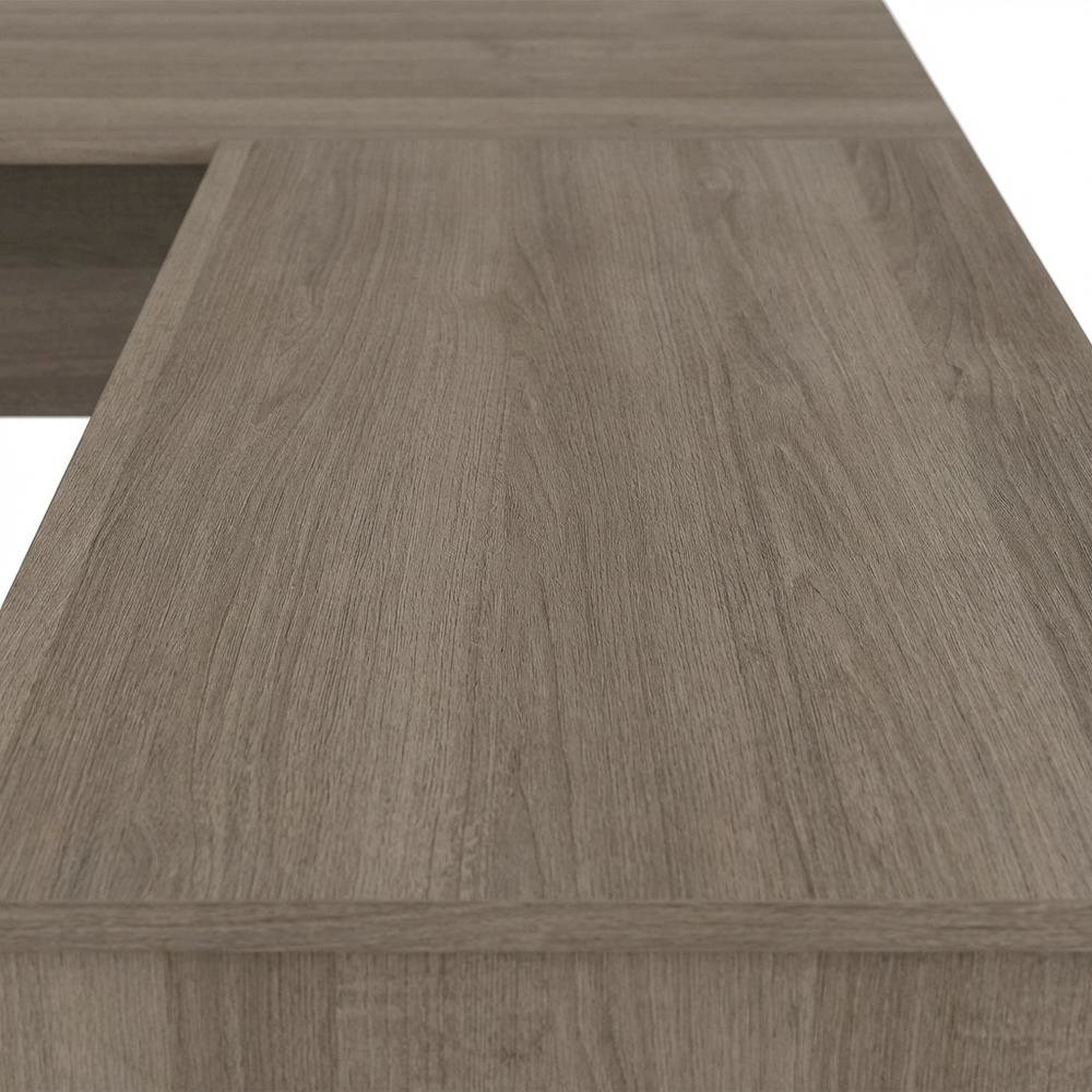 Modern Gray L-Shaped Computer Desk With 2 Drawers And Wire Management. Picture 5