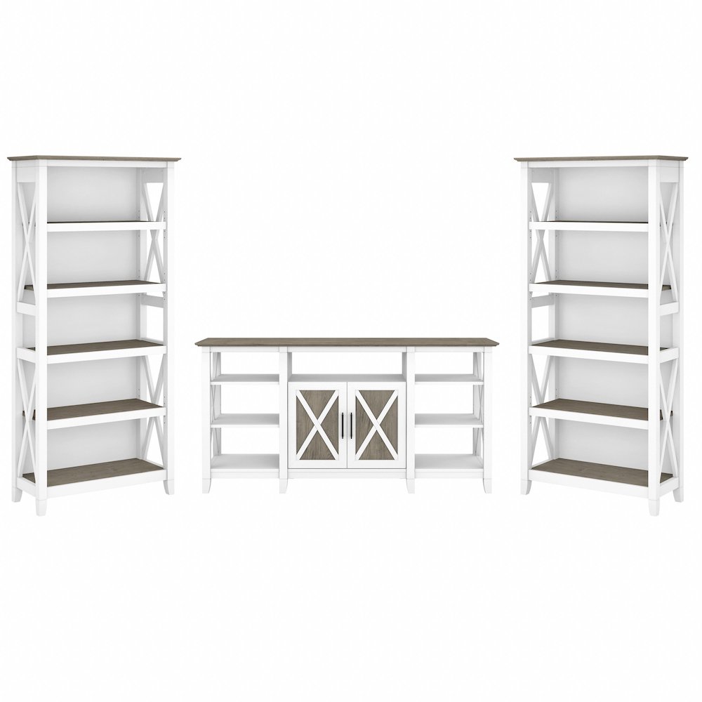 Key West Tall TV Stand with Set of 2 Bookcases. Picture 1