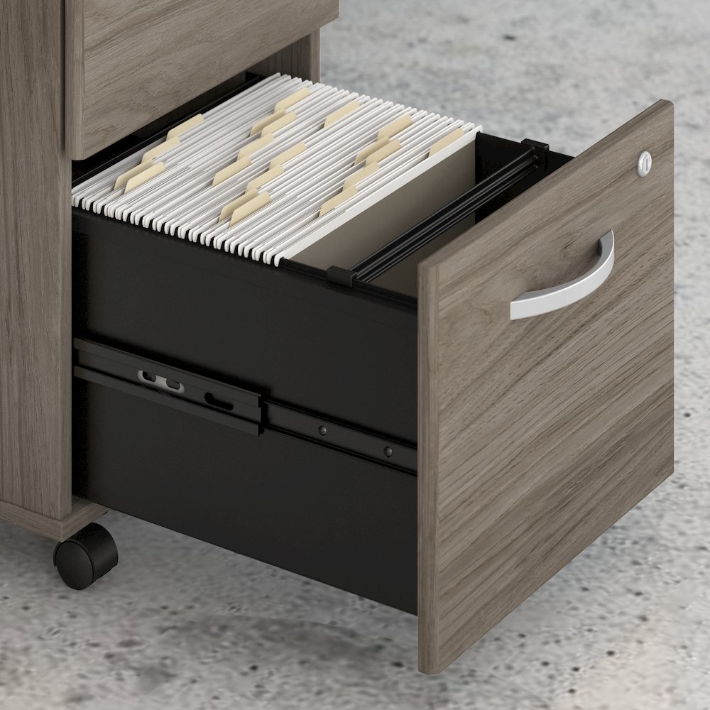 Studio C 72W x 36D Bow Front Desk and Credenza with Mobile File Cabinets. Picture 3