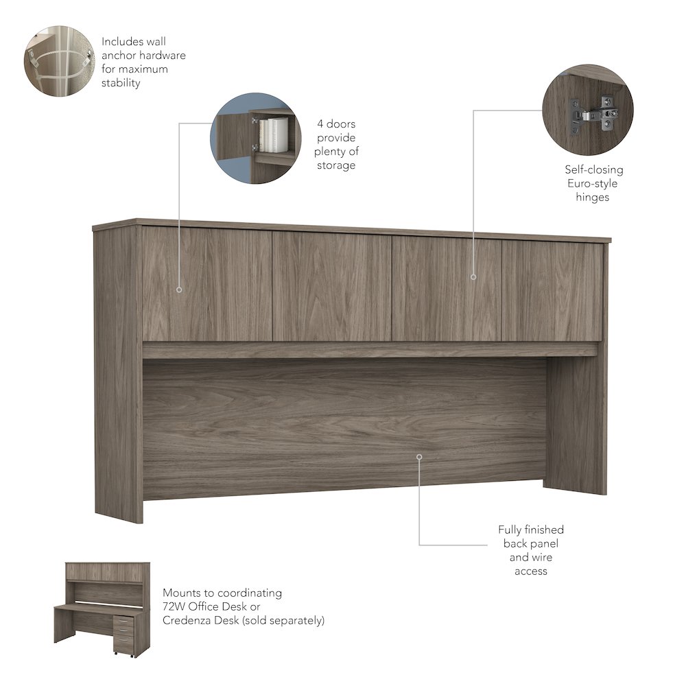 Studio C 72W x 36D U Shaped Desk with Hutch and Mobile File Cabinet. Picture 9