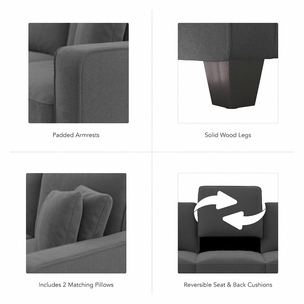 Stockton 61W Loveseat in Charcoal Gray Herringbone. Picture 8