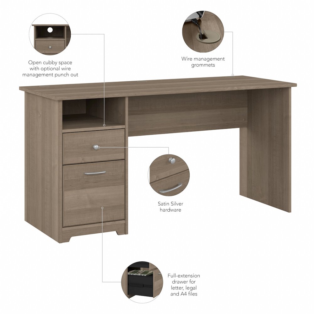 Cabot 60W Computer Desk with Drawers. Picture 8