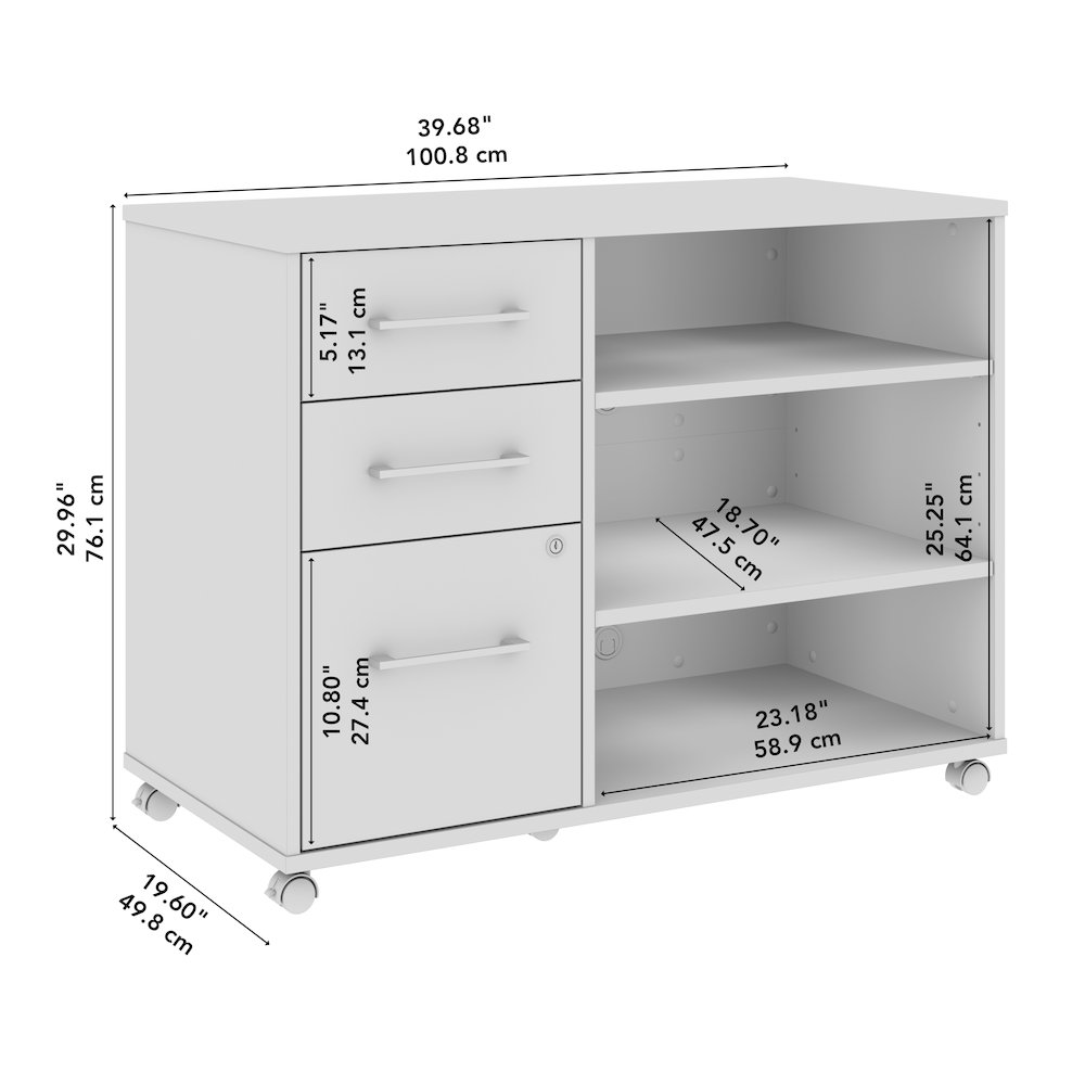 Hustle Rolling Storage Cabinet with Drawers and Shelves in Natural Elm. Picture 10