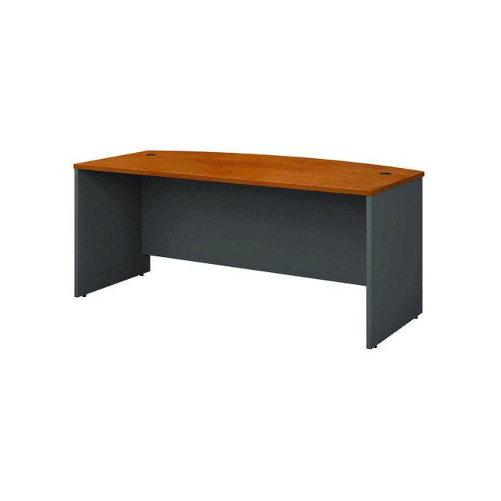 Series C Collection Bow Front Desk, 71.13" x 36.13" x 29.88", Natural Cherry/Graphite Gray. Picture 1