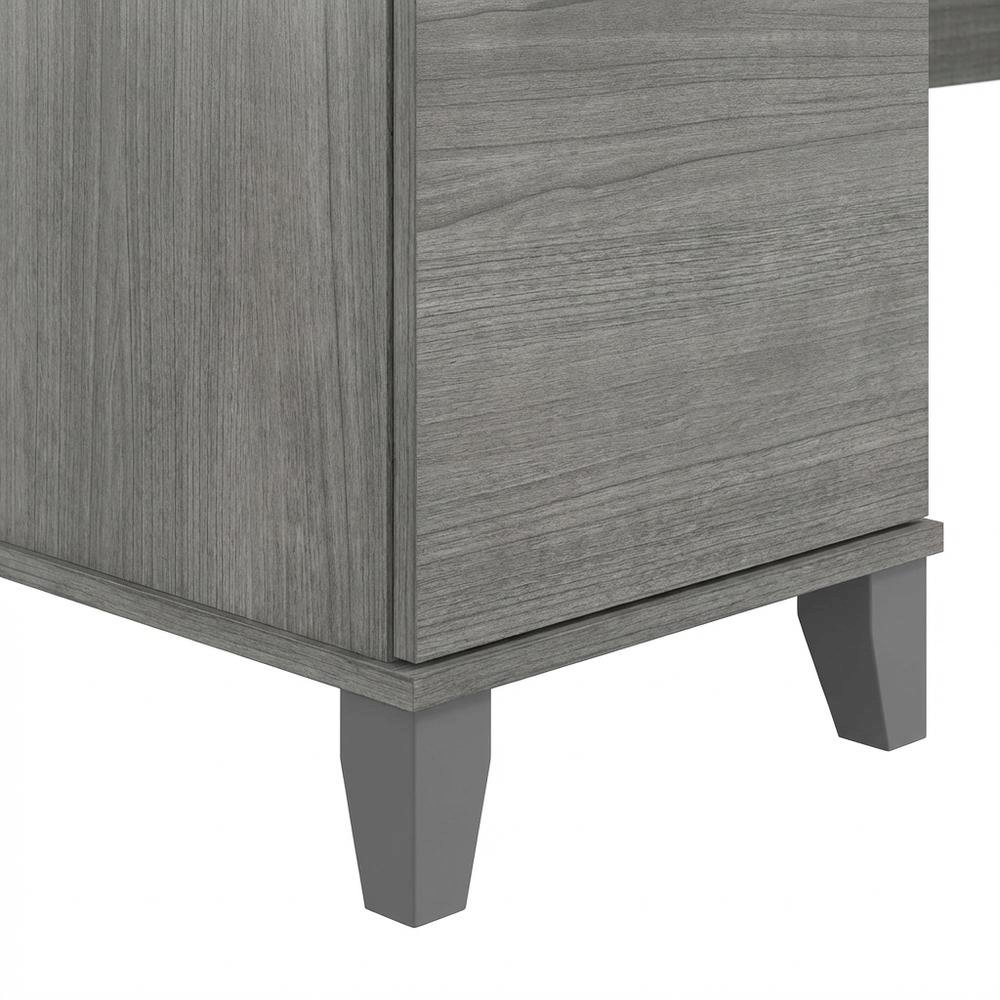 Gray Office Desk With Drawers And Wire Management For Workspace. Picture 6
