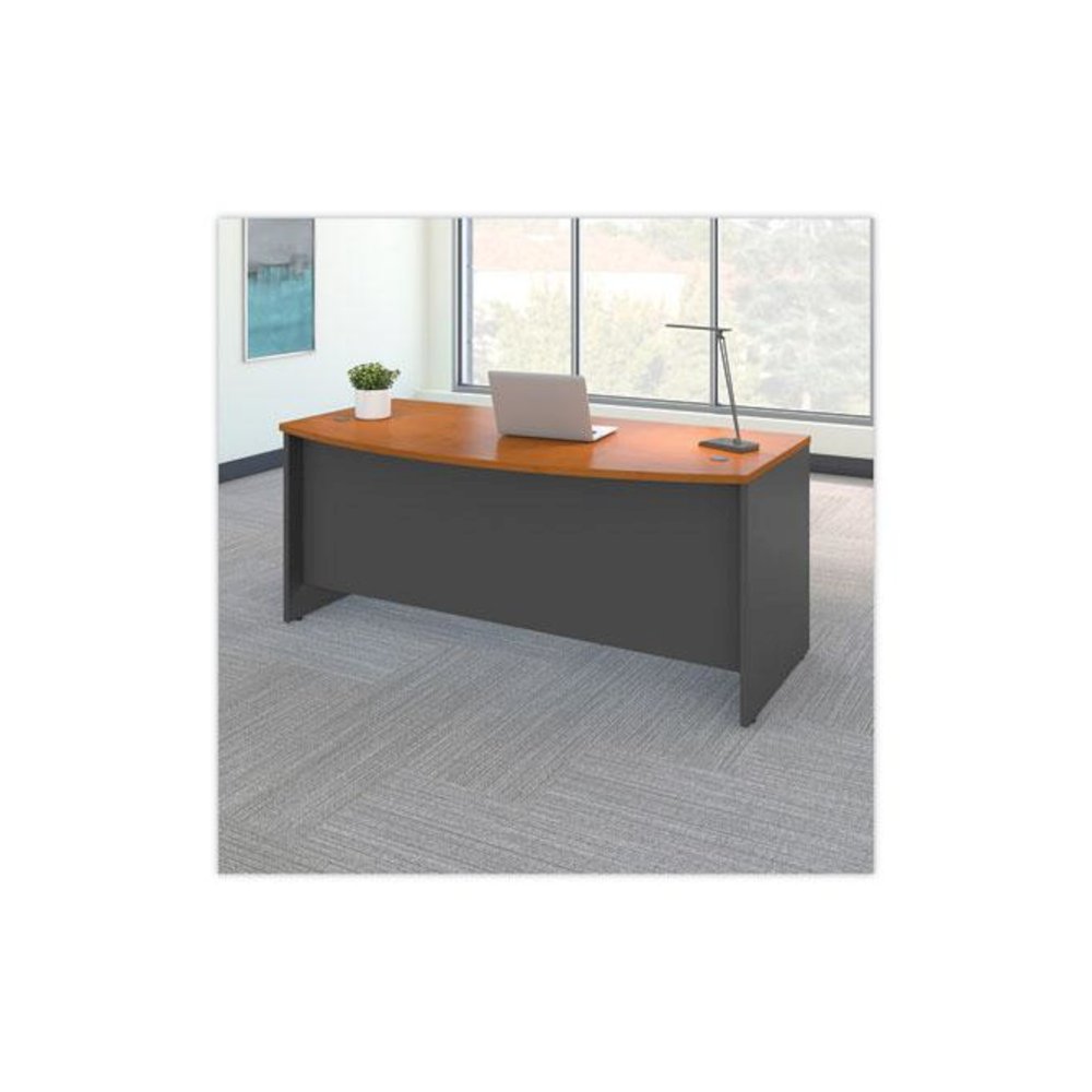 Series C Collection Bow Front Desk, 71.13" x 36.13" x 29.88", Natural Cherry/Graphite Gray. Picture 3
