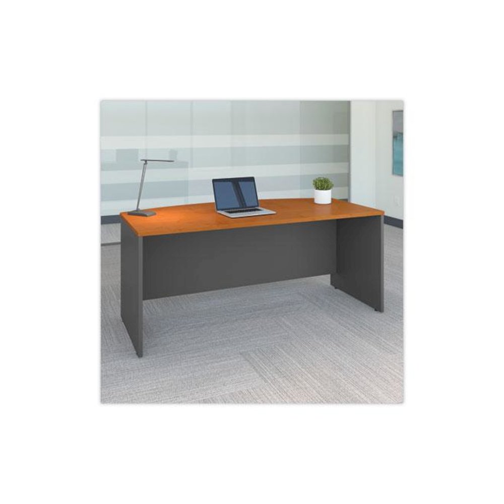 Series C Collection Bow Front Desk, 71.13" x 36.13" x 29.88", Natural Cherry/Graphite Gray. Picture 2