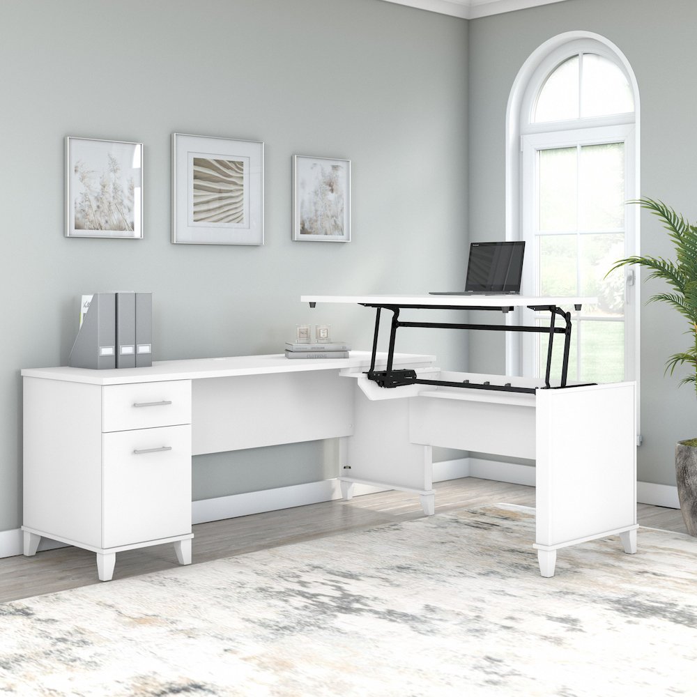 Somerset 72W 3 Position Sit to Stand L Shaped Desk. Picture 2