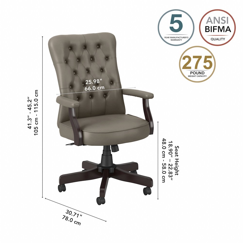 Arden Lane High Back Tufted Office Chair with Arms. Picture 8
