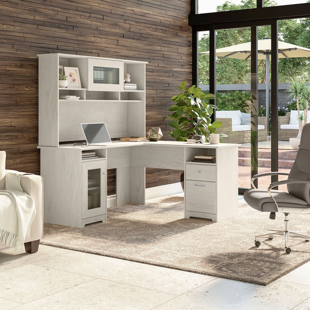 Cabot 60W L Shaped Computer Desk with Hutch and Storage. Picture 2
