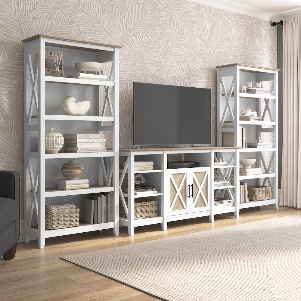 Key West Tall TV Stand with Set of 2 Bookcases. Picture 2